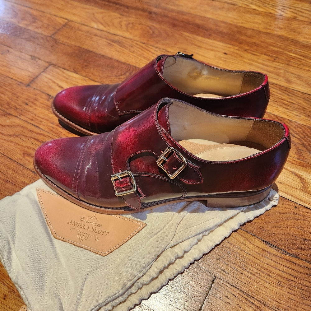Office of Angela Scott Mr. Colin monkstrap Oxfords 39.5/9.5 bordeaux